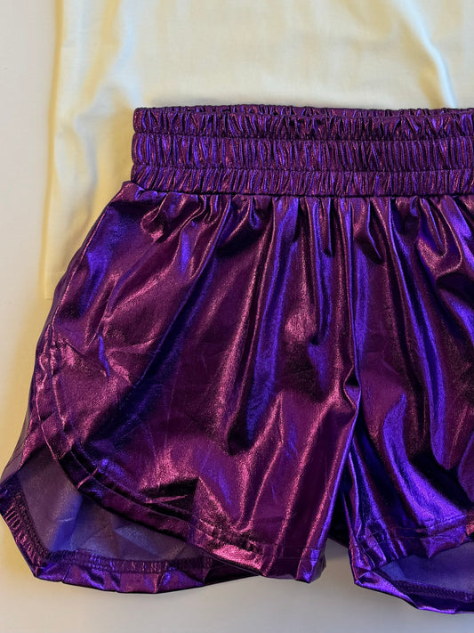 Purple Metallic Shorts
