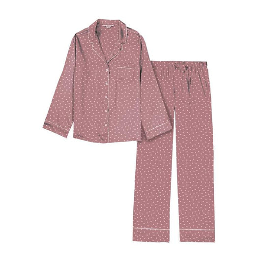 Adults Sweet Dreams Silky Satin Pajama Long Sleeve Set