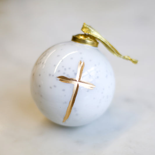 Cruix Glass Ball Ornament in White