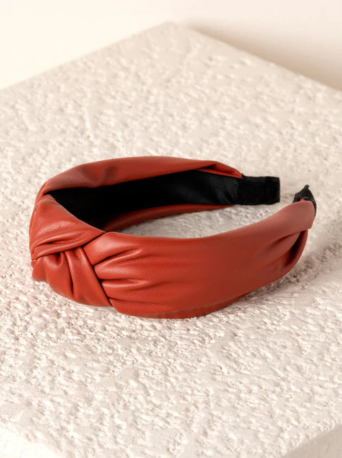 Rust Knotted Faux Leather Headband