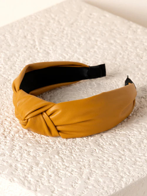 Sunflower Knotted Faux Leather Headband