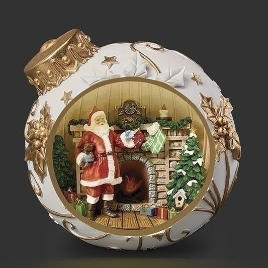 Santa by Fireplace Large Ornament