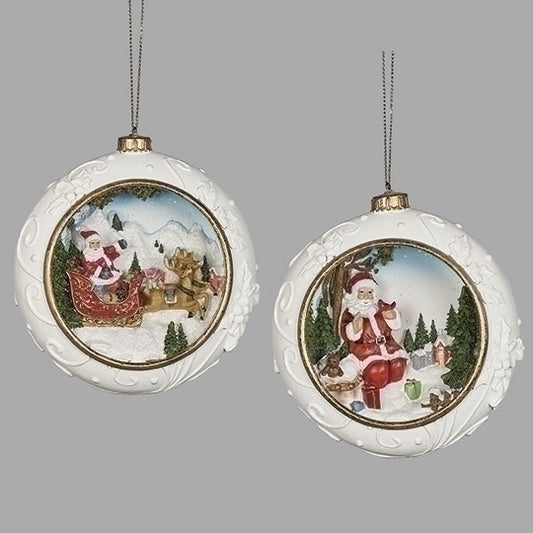Carved Santa and Cardinal Ornament