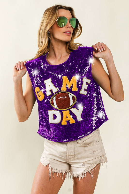 Purple Game Day Patch Top