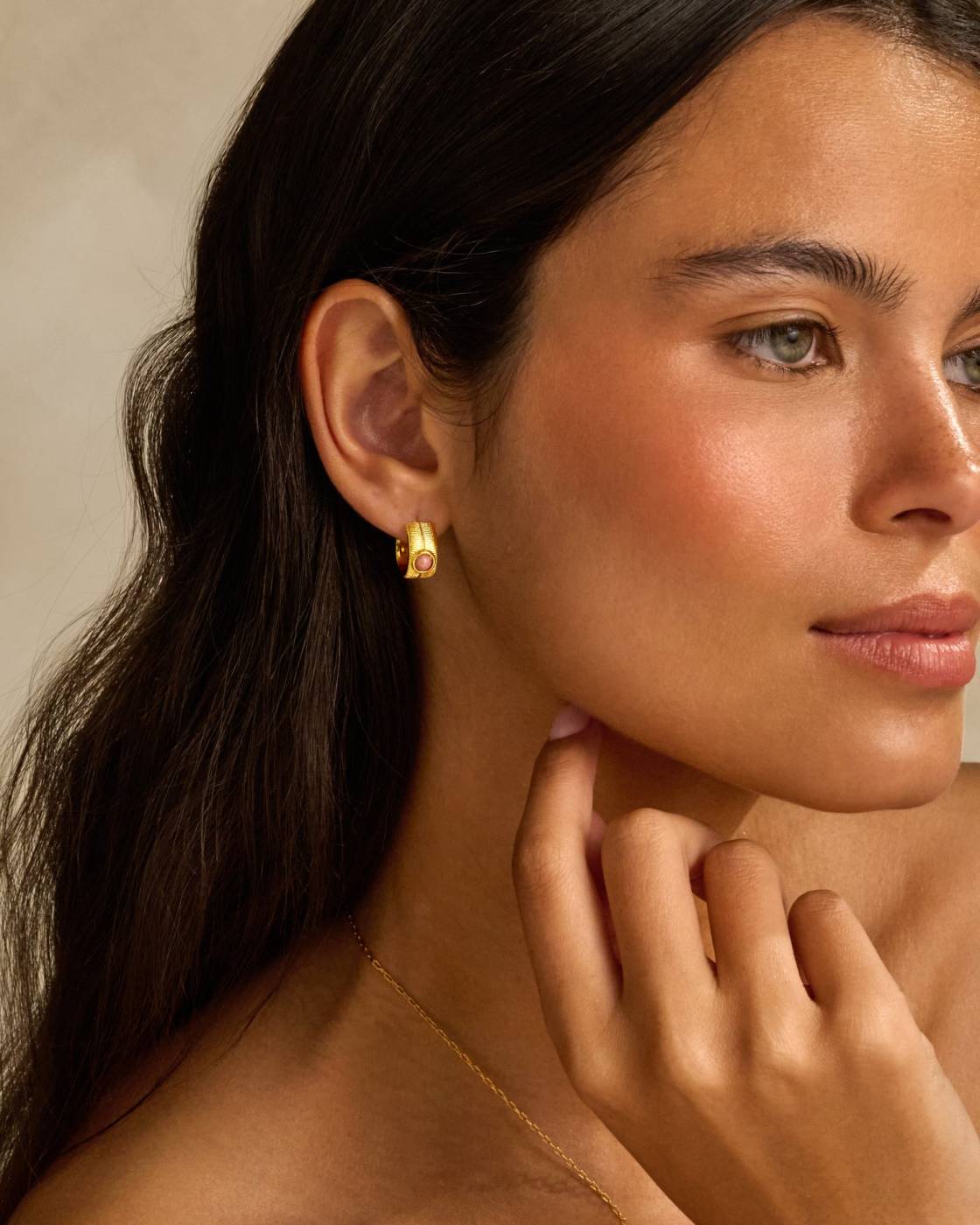 Waterproof Gold Birthstone Hoop Earrings