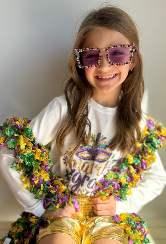 Purple Mardi Gras Rhinestone Sunglasses