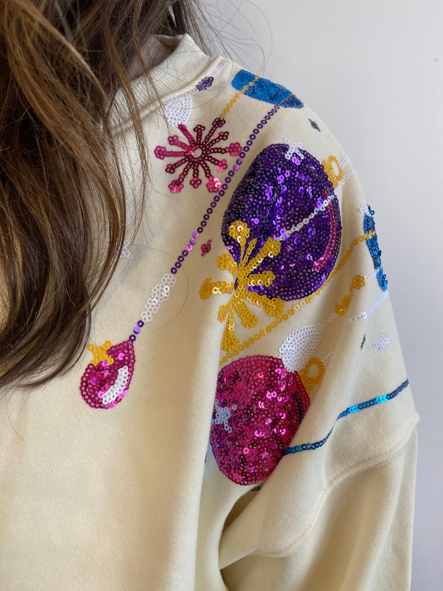 Sequin Christmas Ornament Crop Sweatshirt