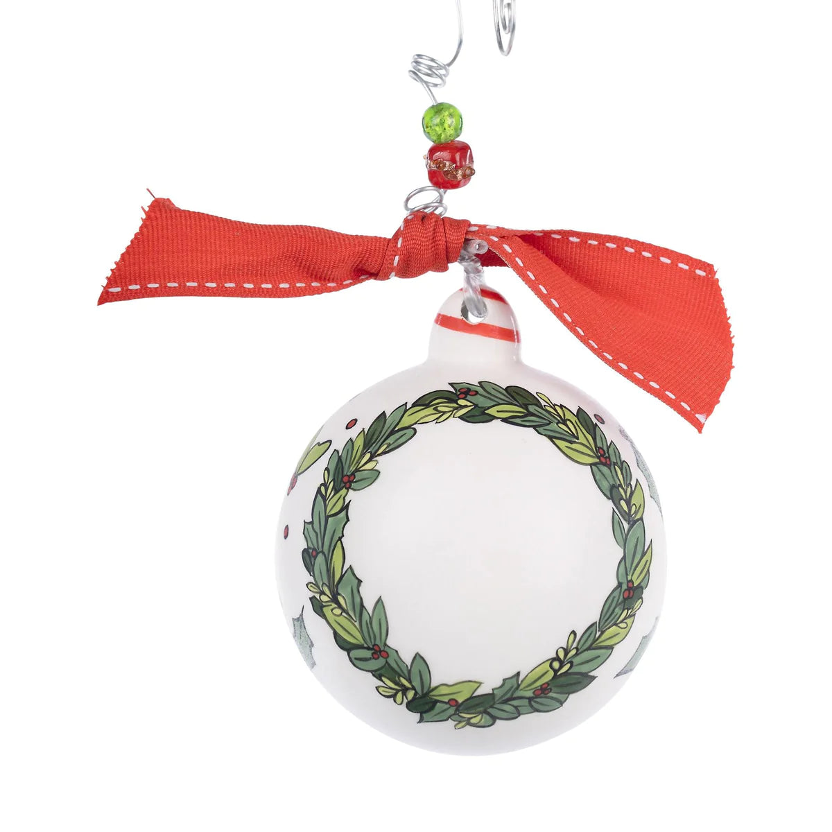 Merry Christmas Red Bird Wreath Ornament