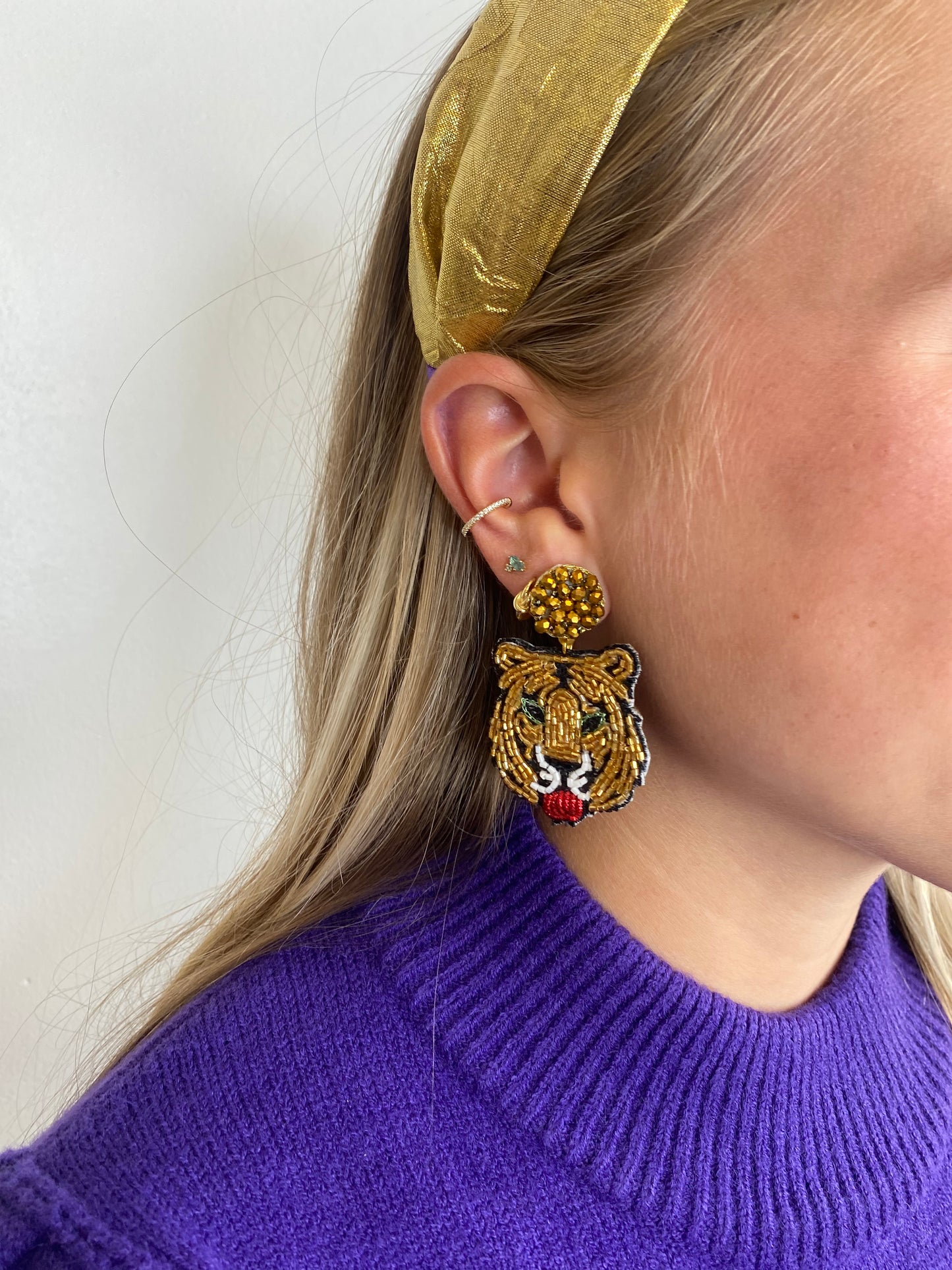 Beaded Tiger Earrings