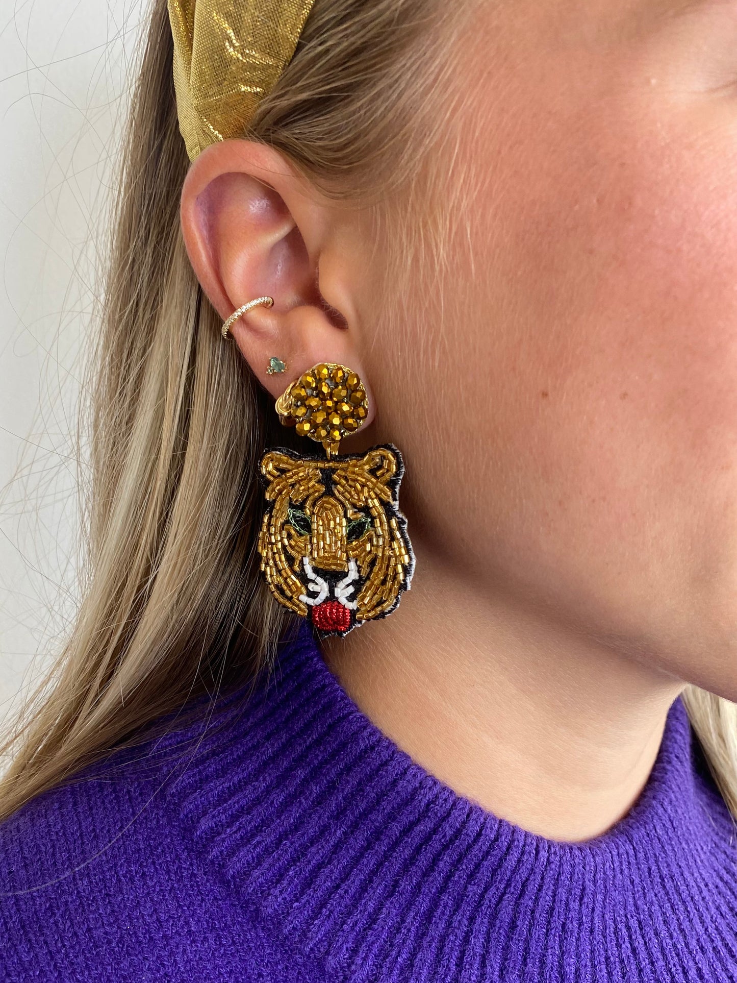 Beaded Tiger Earrings