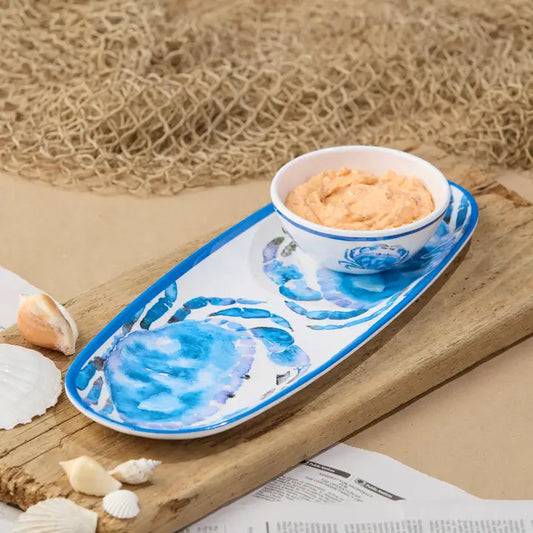 Oval Crab Tray with Dip Bowl