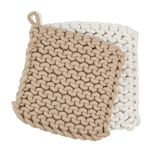 Taupe and White Crochet Pot Holders