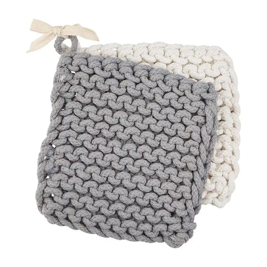 White and Gray Crochet Pot Holders