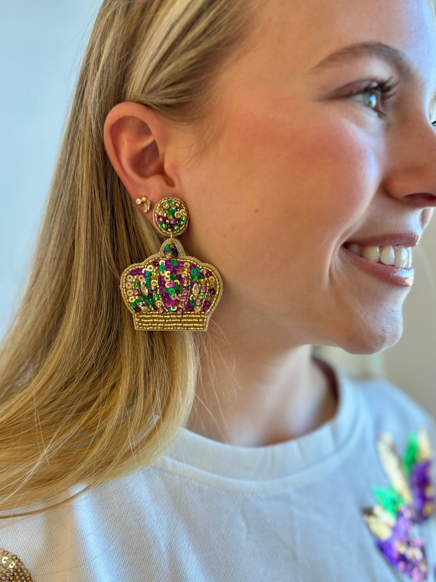 Mardi Gras Crown Earrings