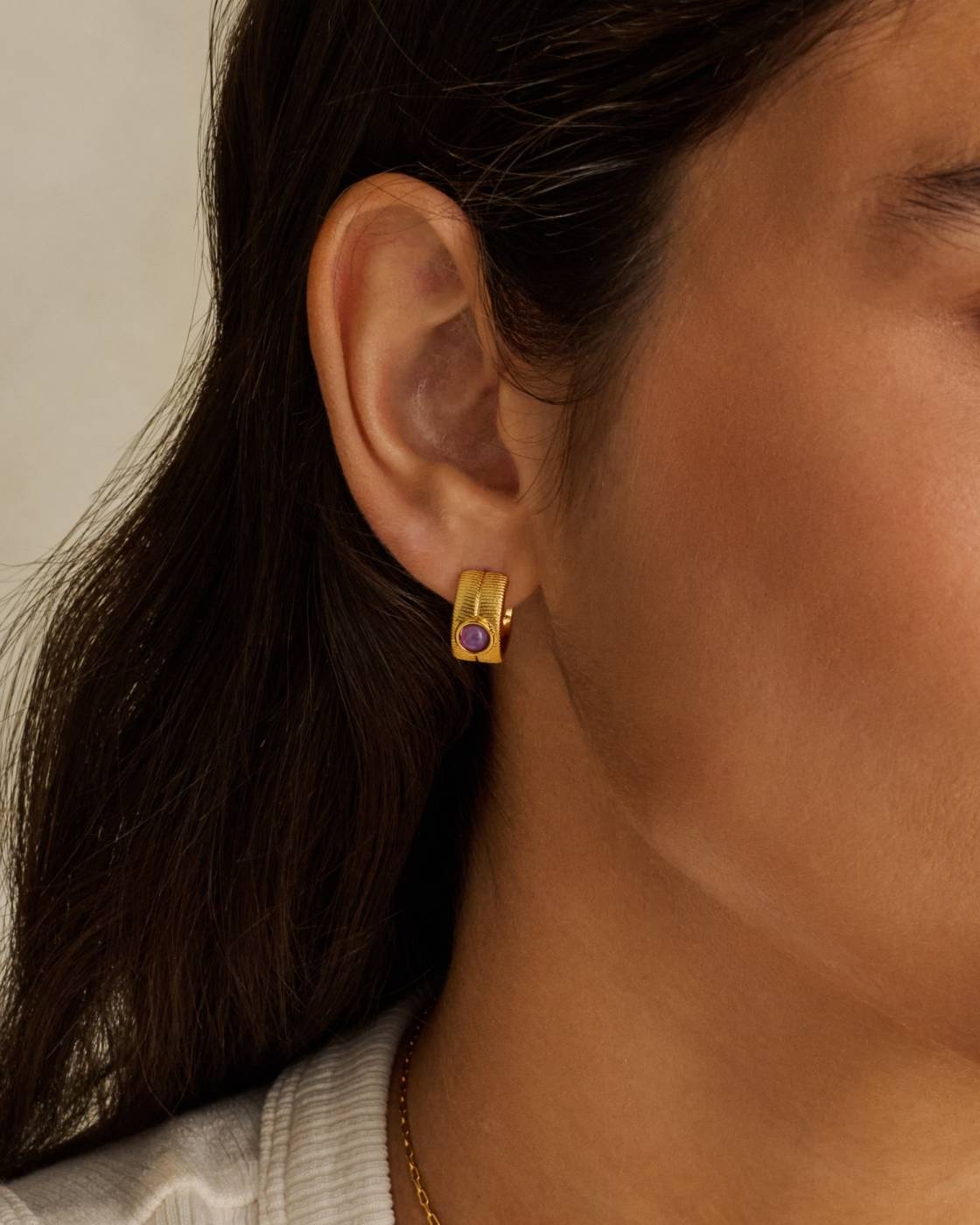 Waterproof Gold Birthstone Hoop Earrings