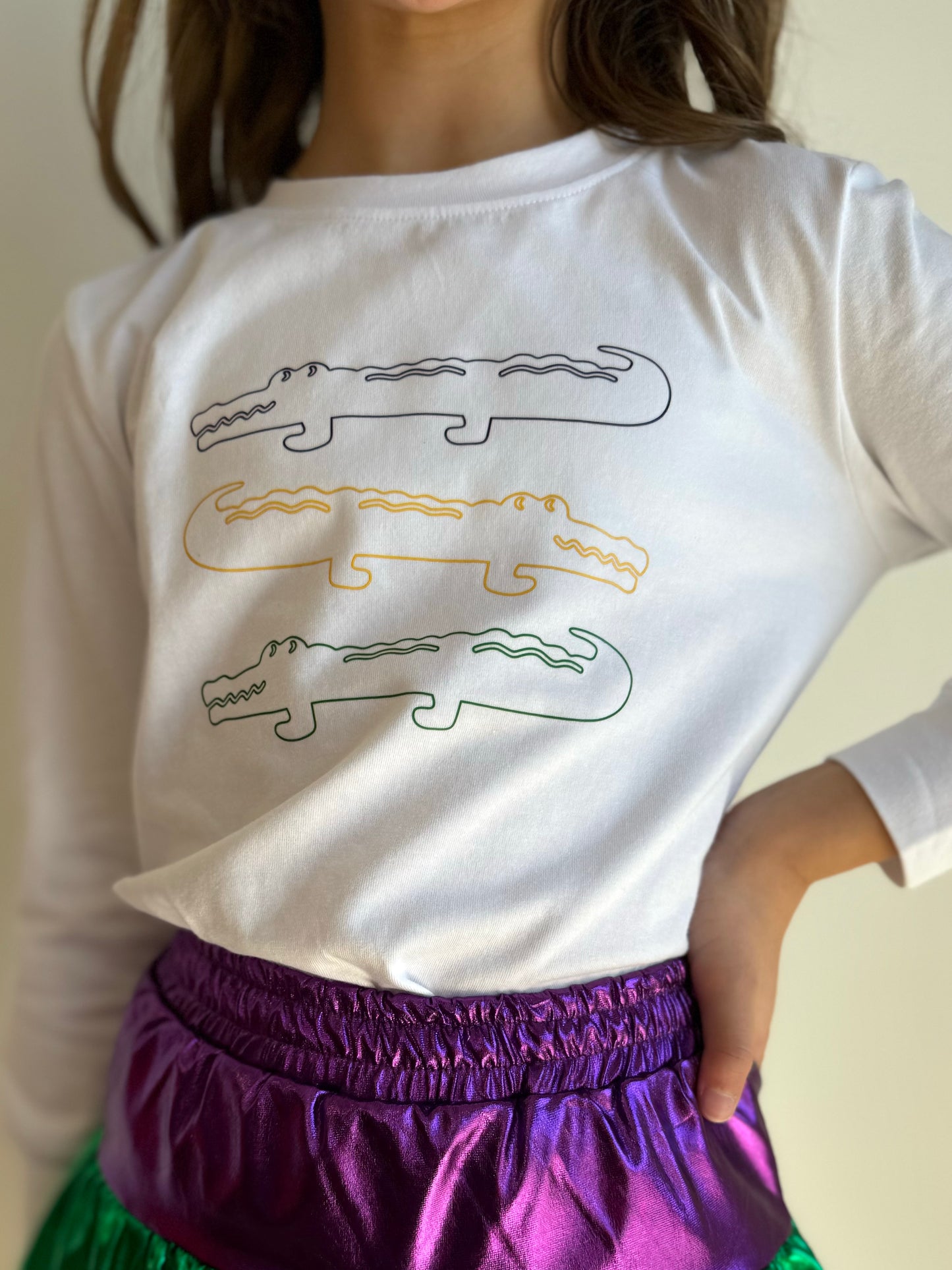 Mardi Gras Gator Youth Long Sleeve