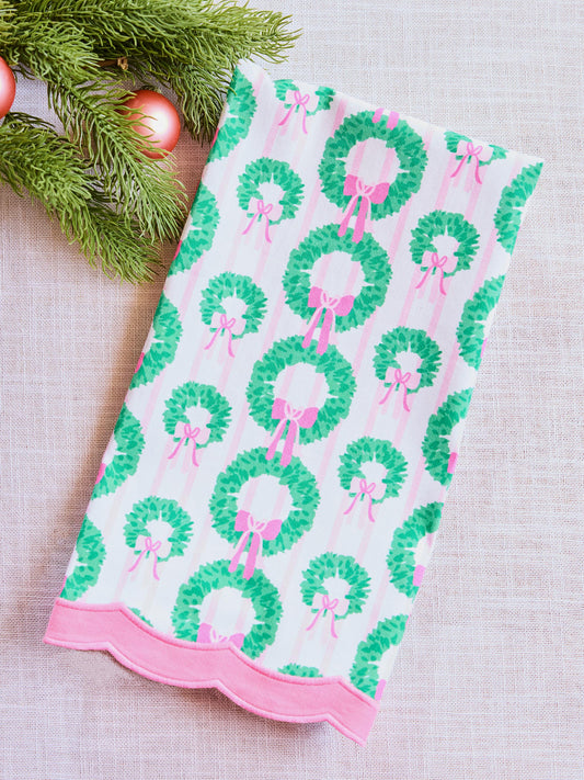 Rosy Wreaths Tea Towel