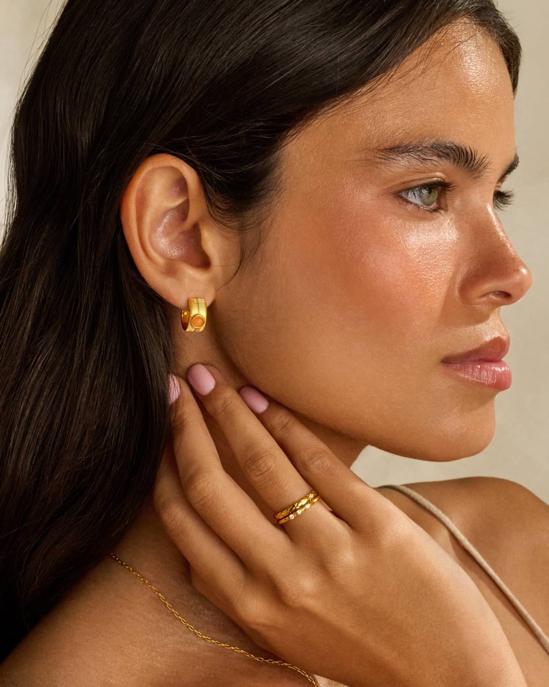 Waterproof Gold Birthstone Hoop Earrings