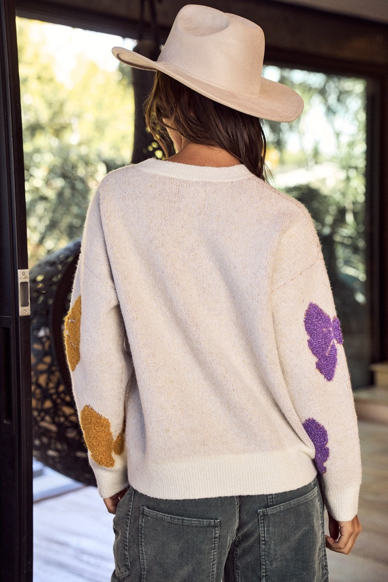 Mardi Gras Bows Loose Fit Sweater