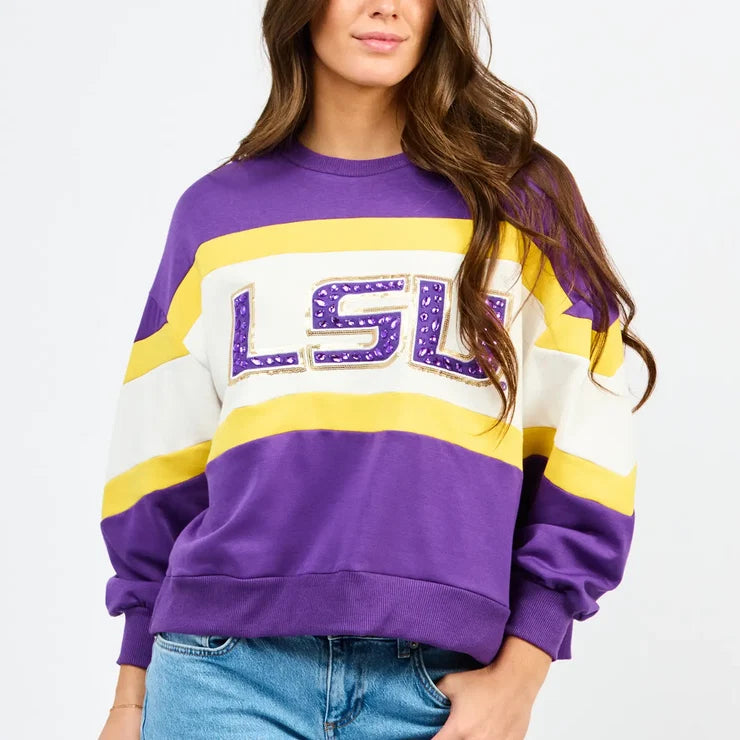 LSU Millie Wide Stripe Sweatshirt