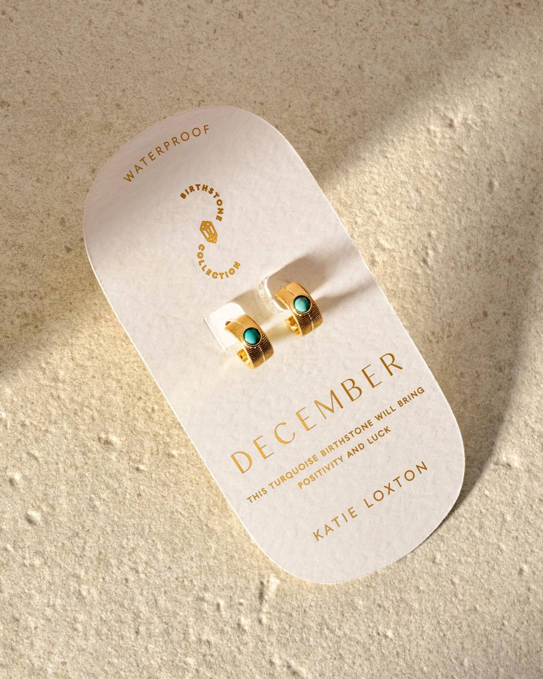 Waterproof Gold Birthstone Hoop Earrings