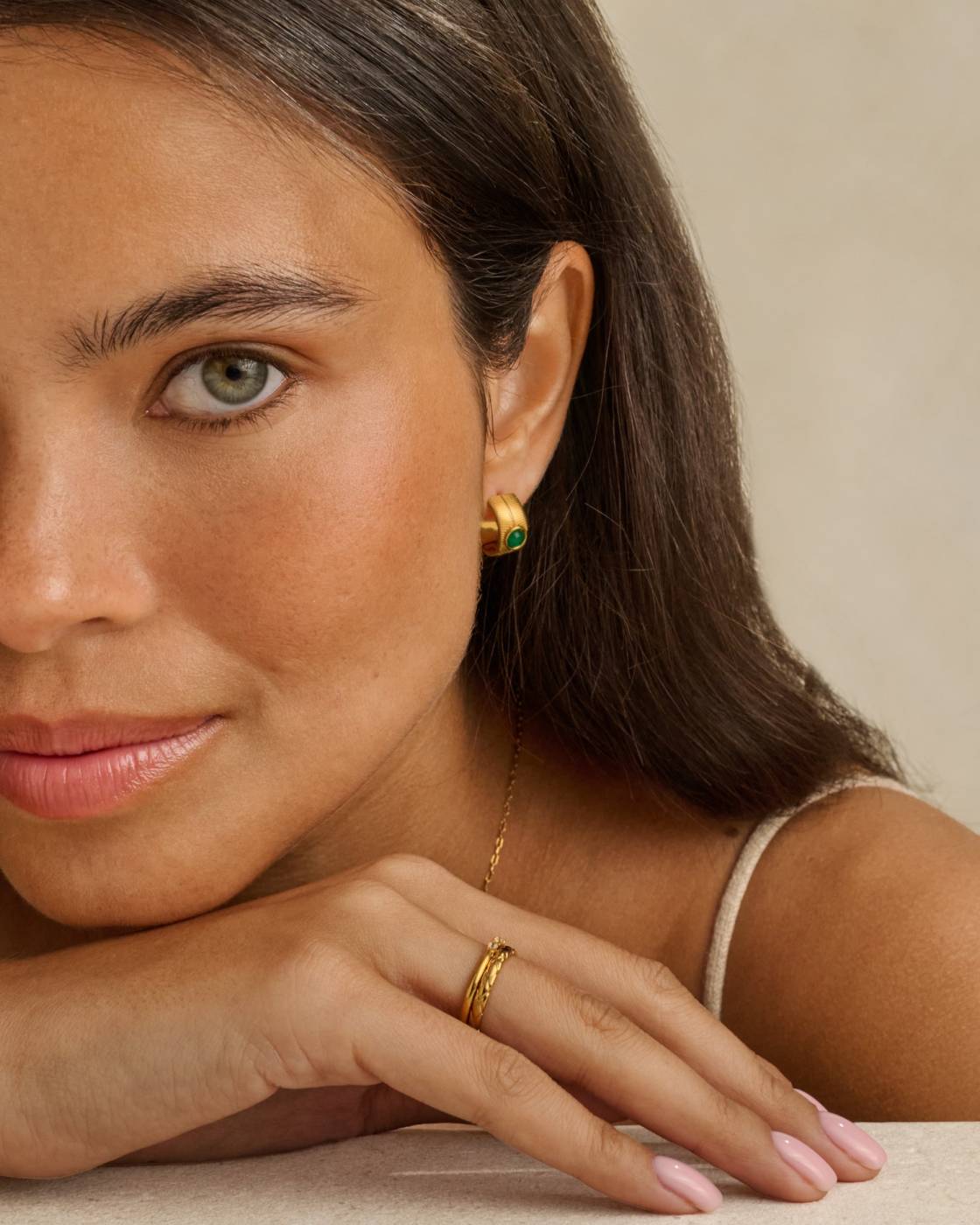 Waterproof Gold Birthstone Hoop Earrings