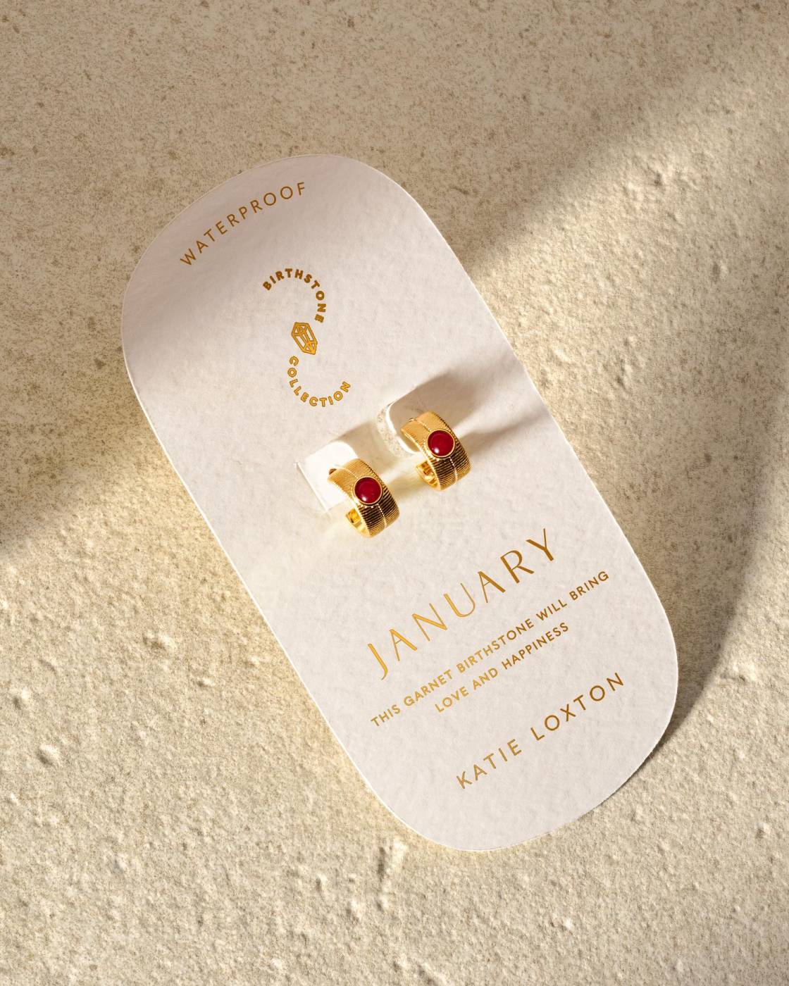 Waterproof Gold Birthstone Hoop Earrings