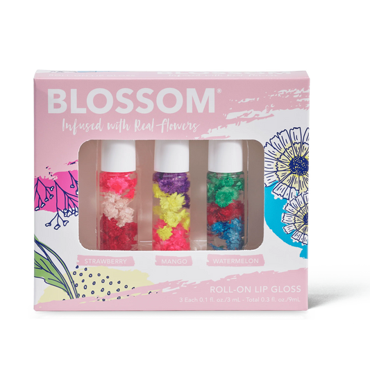 3 Piece Set Mini Blossom Roll-On Lip Gloss