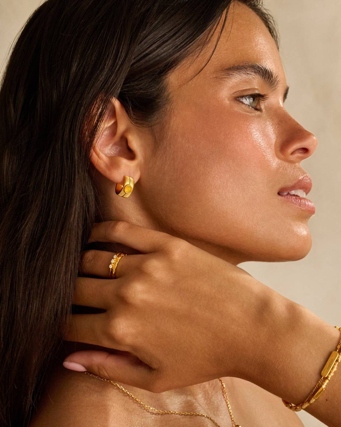 Waterproof Gold Birthstone Hoop Earrings