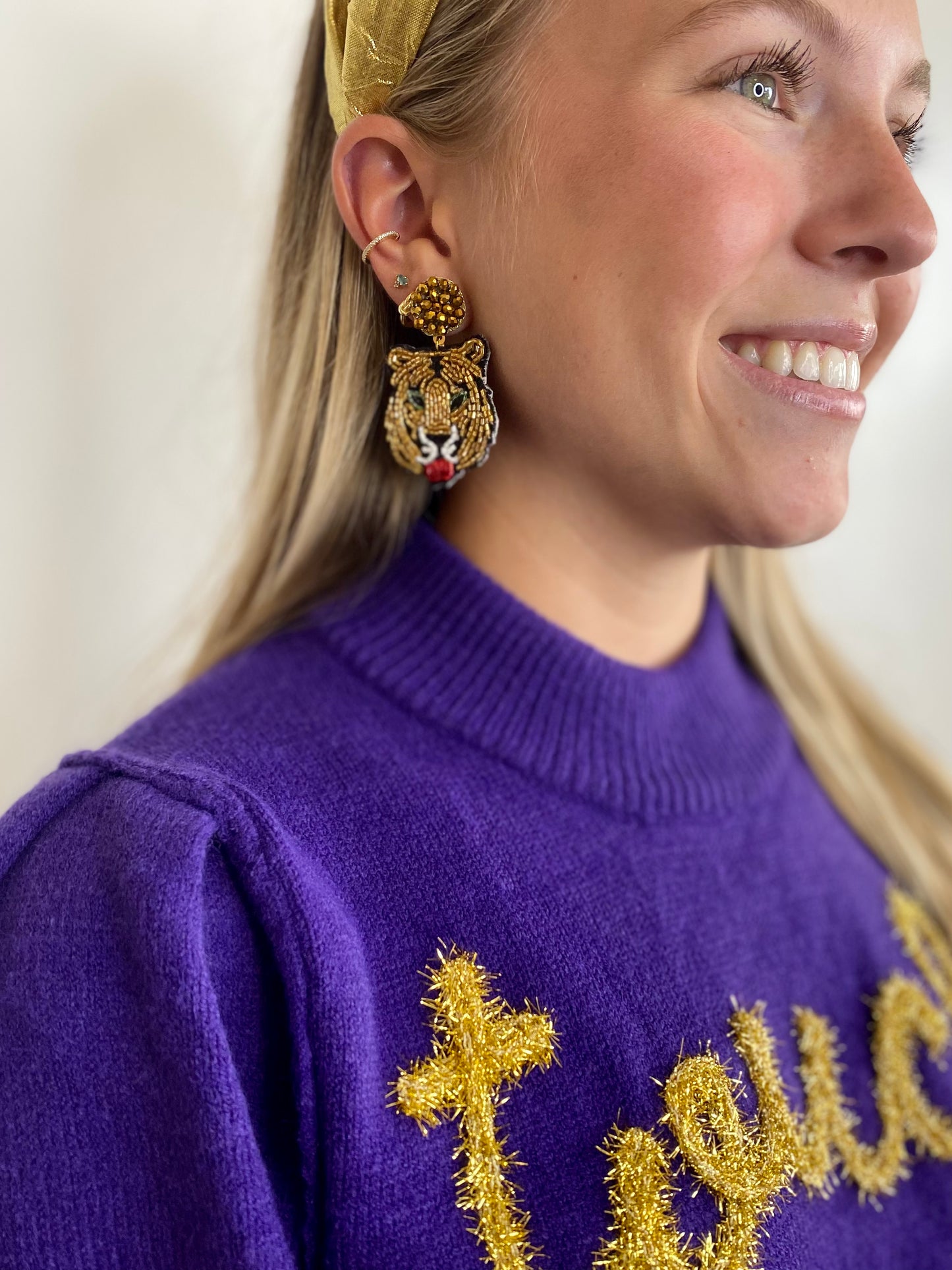 Beaded Tiger Earrings