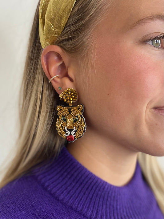 Beaded Tiger Earrings