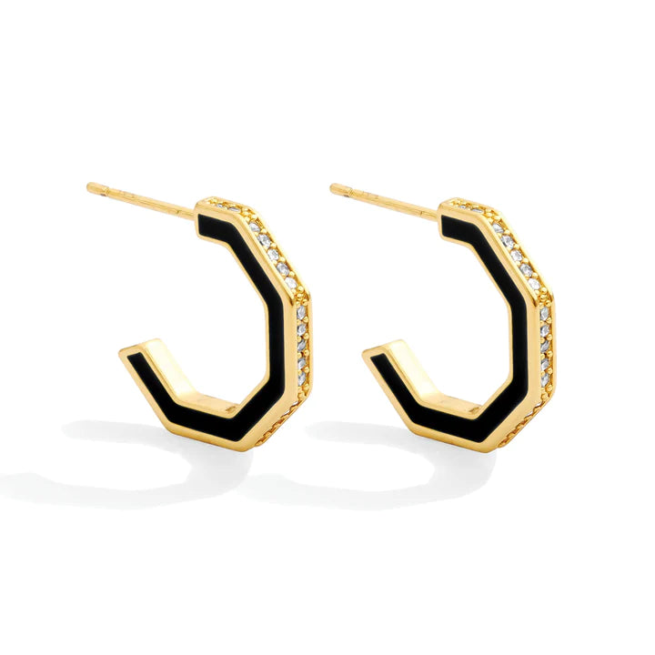 5 Colors  |  Pave Accented Colorful Hexagon Earrings