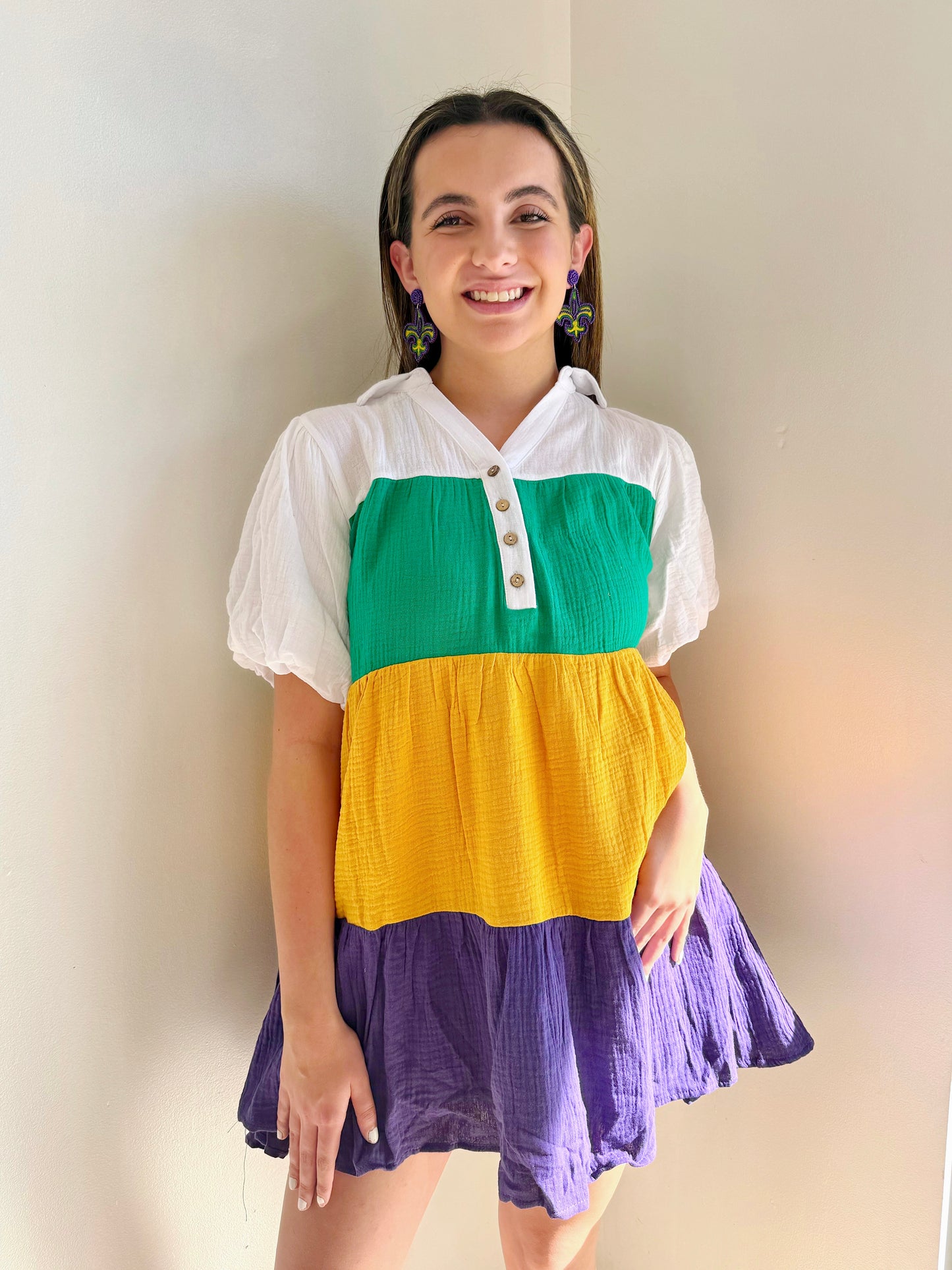 Mardi Gras Color Block Dress