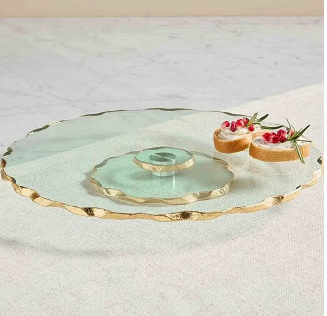 Gold Edge Glass Lazy Susan