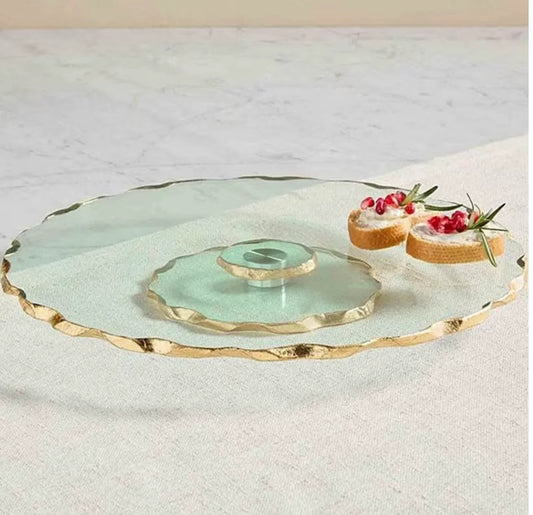 Gold Edge Glass Lazy Susan