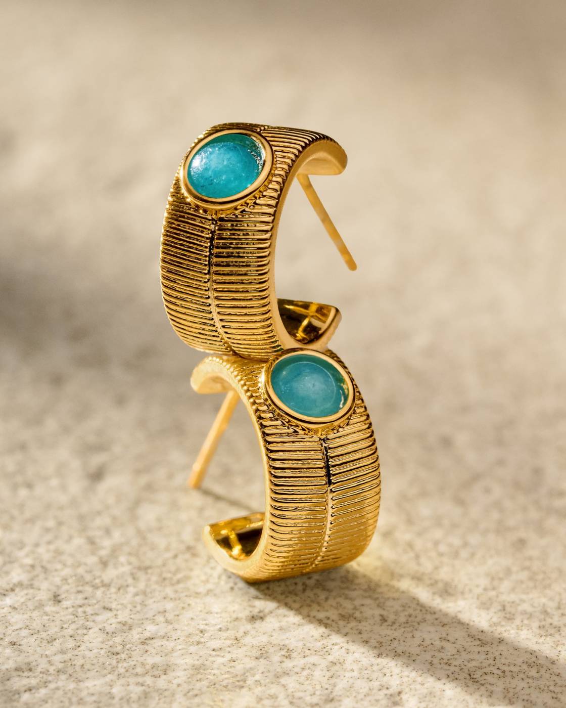 Waterproof Gold Birthstone Hoop Earrings