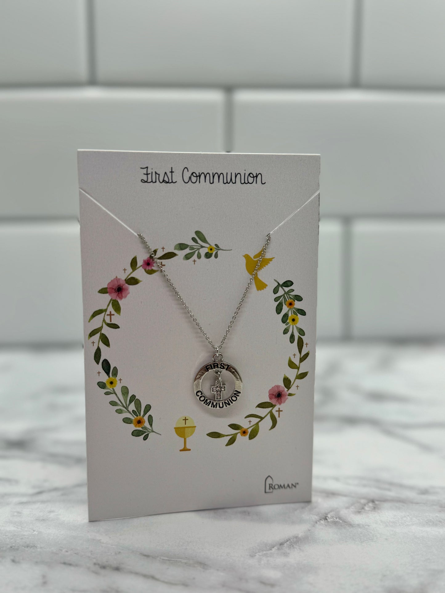 First Communion Carded Necklace