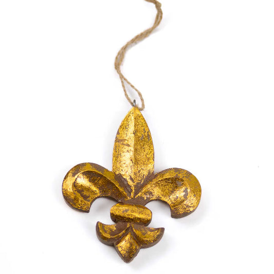 Carved Fleur Ornament in Natural Washed Gold