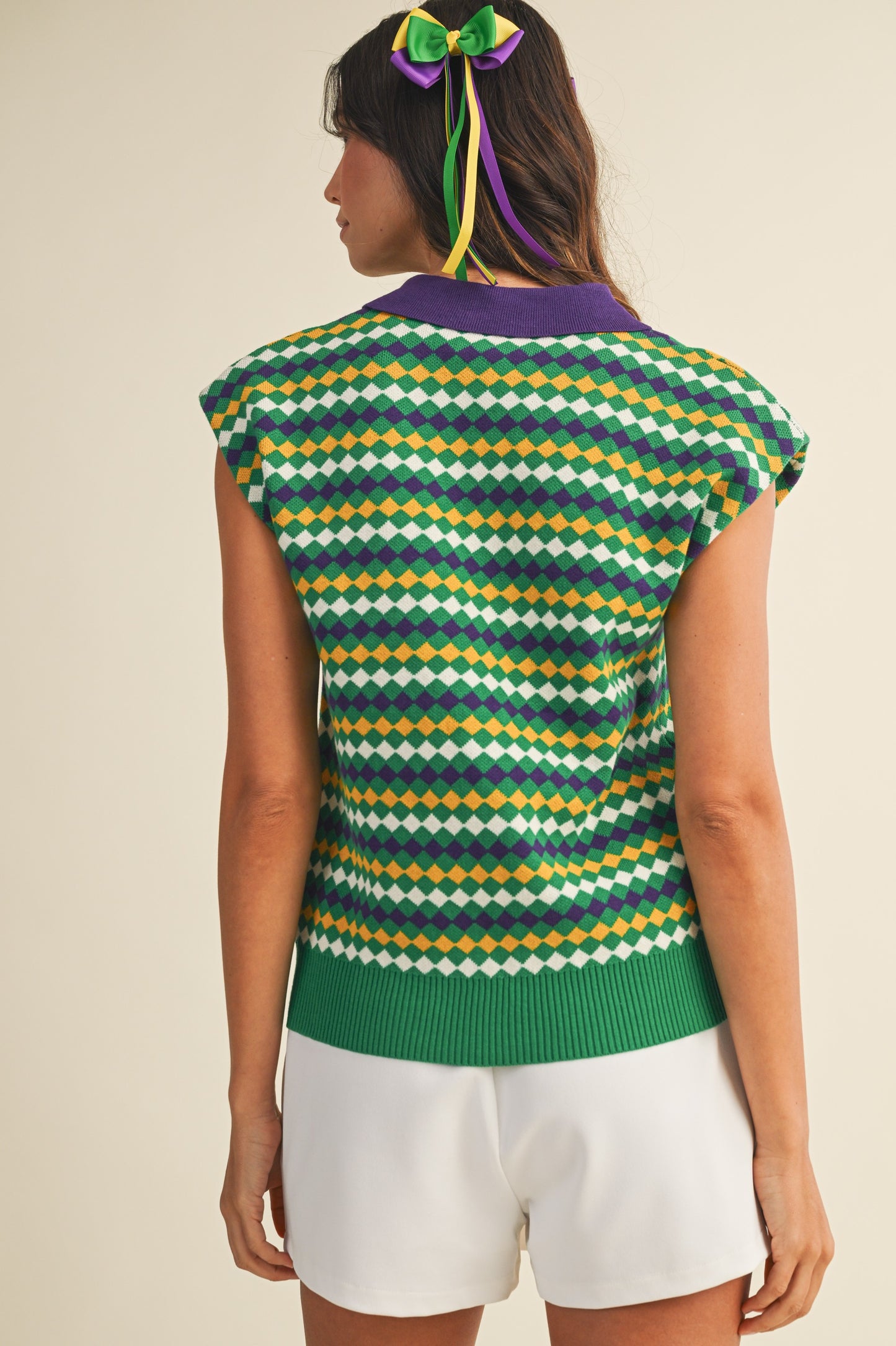 Mardi Gras Diamond Jacquard Top