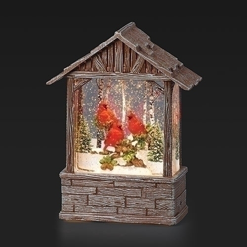 Lighted Swirl Cardinal in Stable Lantern