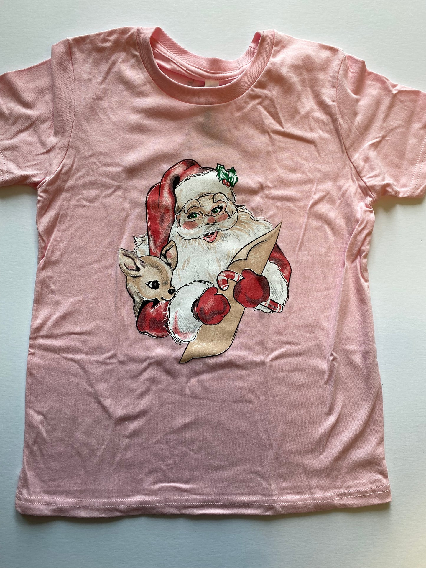 Kids Vintage Santa Face Short Sleeve Shirt