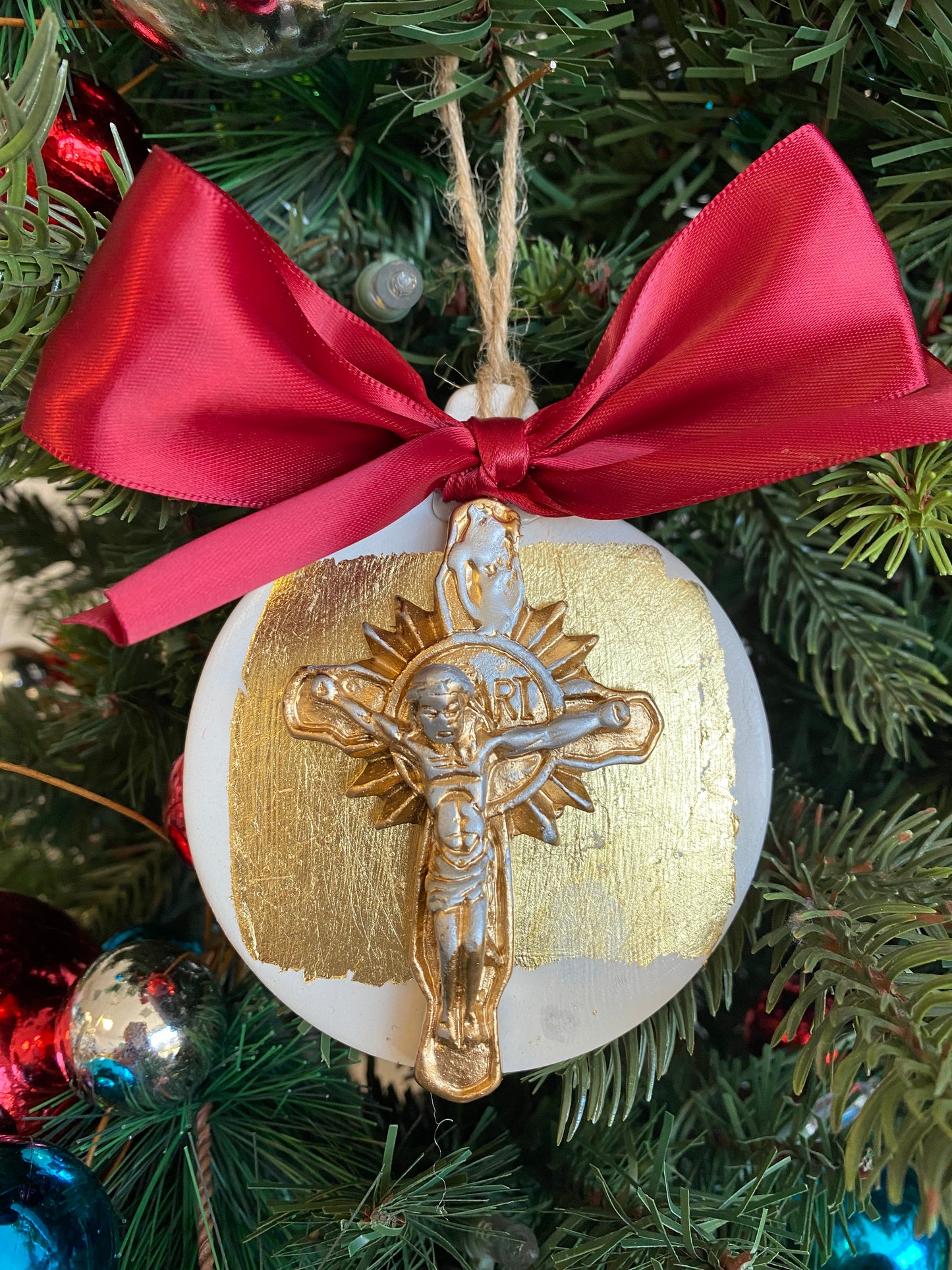 Bone Colored Cross Ornament