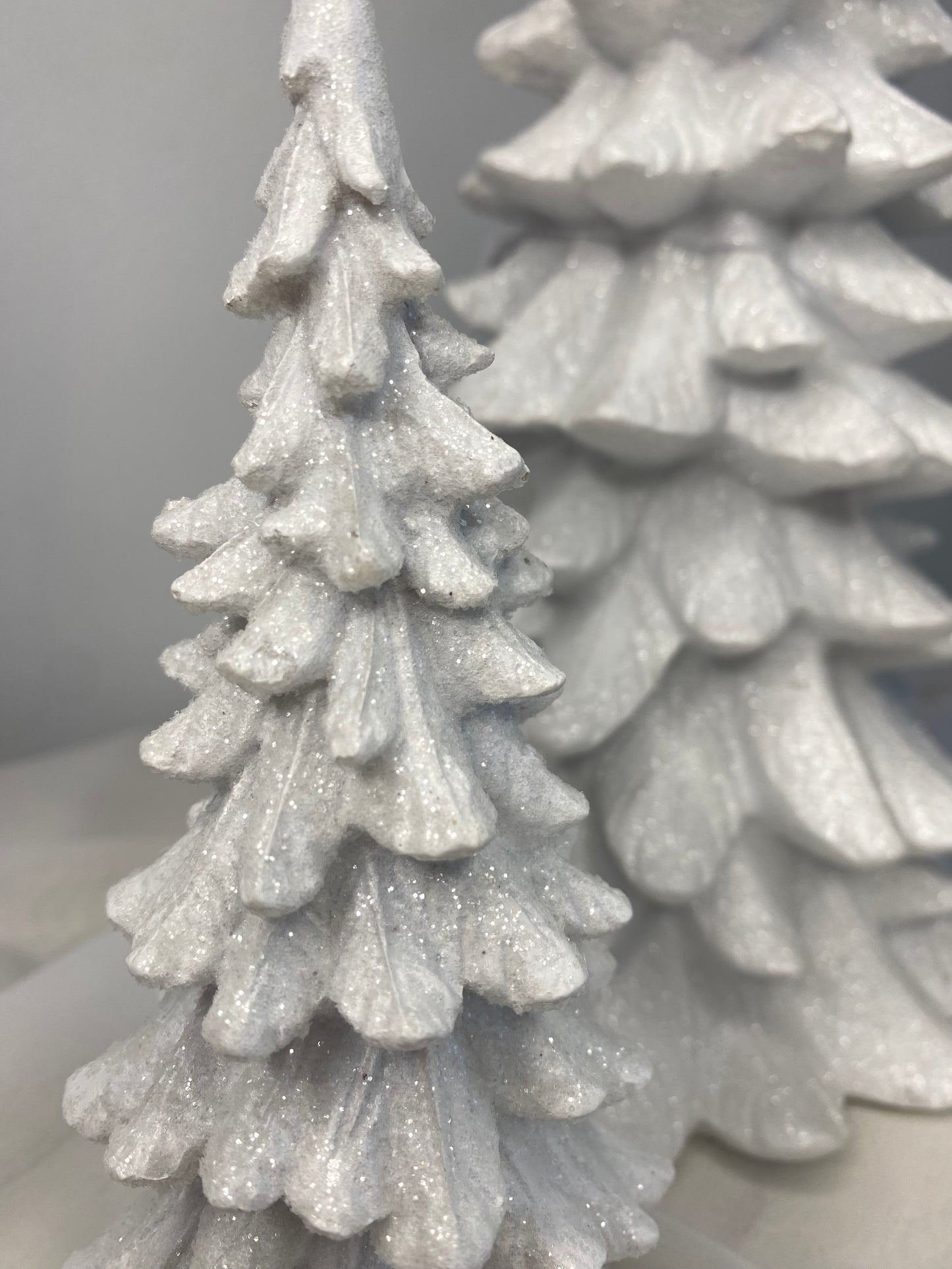 Set of 3 White Glitter Christmas Trees