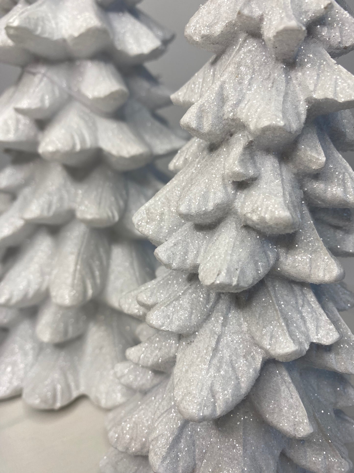 Set of 3 White Glitter Christmas Trees