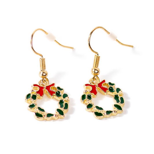 Christmas Wreath Drop Earrings