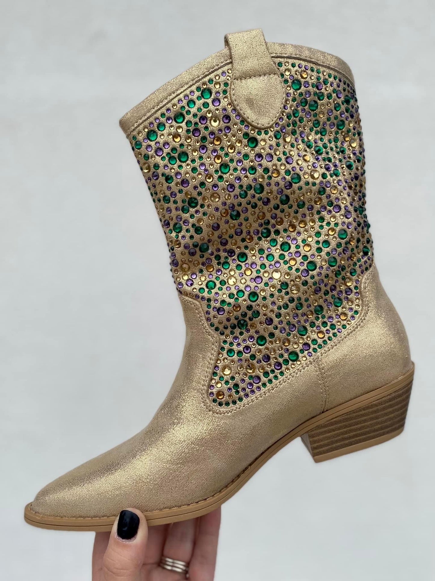Gold Mardi Gras Rhinestone Boots - Adults