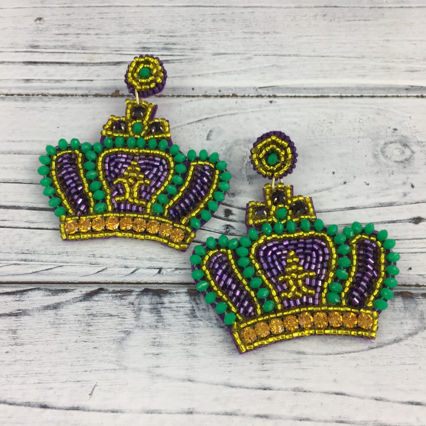 Beaded Crown Earrings