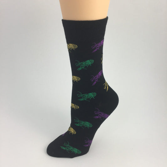 Black Mardi Gras Crawfish Socks