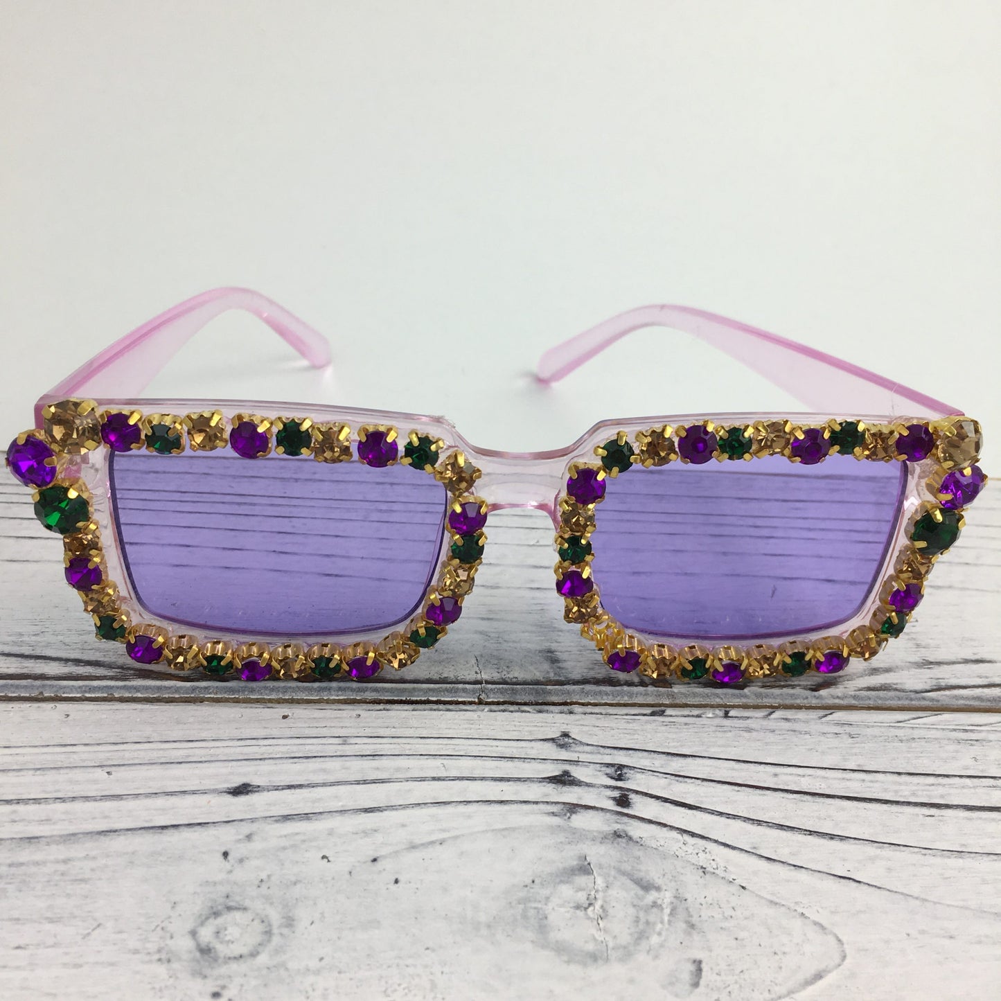 Purple Mardi Gras Rhinestone Sunglasses