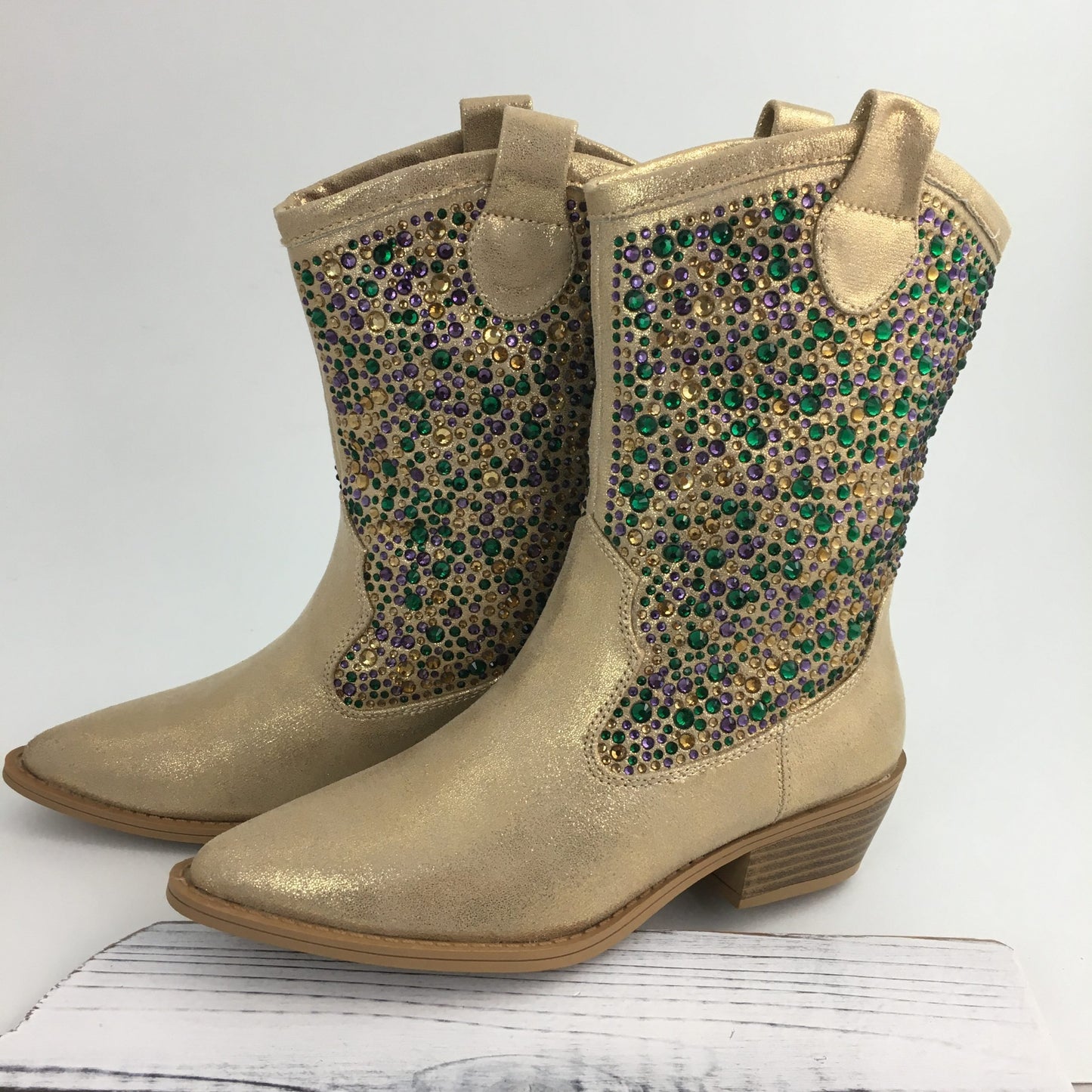 Gold Mardi Gras Rhinestone Boots - Adults
